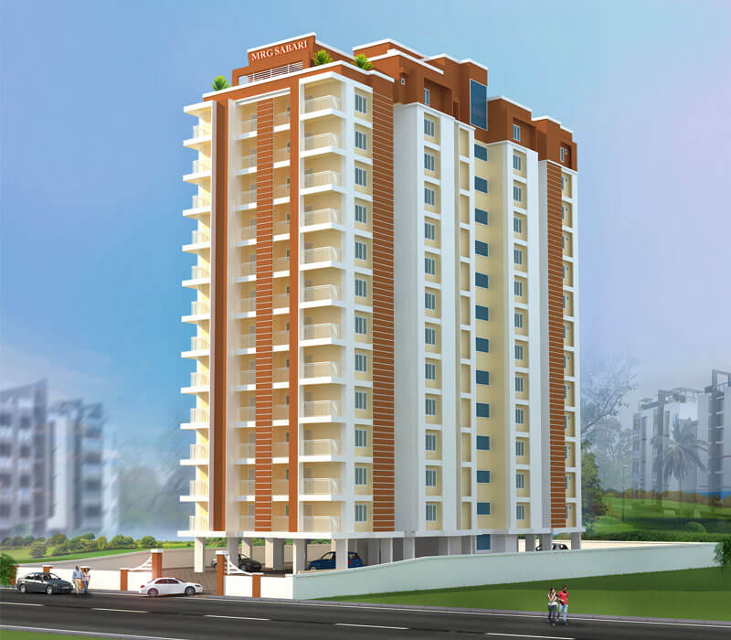 3D View of MRG Sabari Apartments, Punkunnam, Thrissur